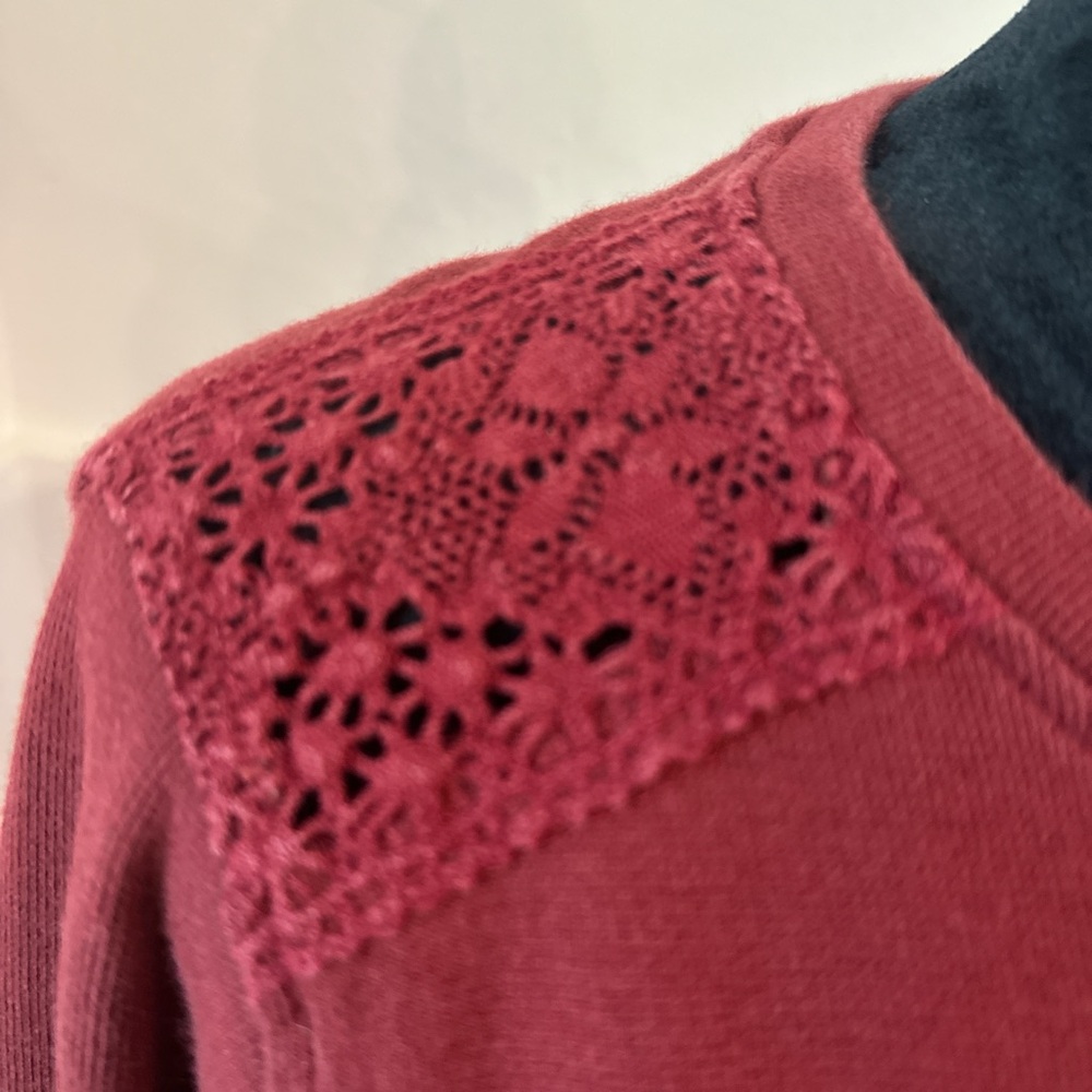 Ariat Burgundy Lace-Shoulder Women's Top